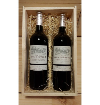 Wijnkist met 2 x Château Brun Despagne - Bordeaux Supérieur (rood)